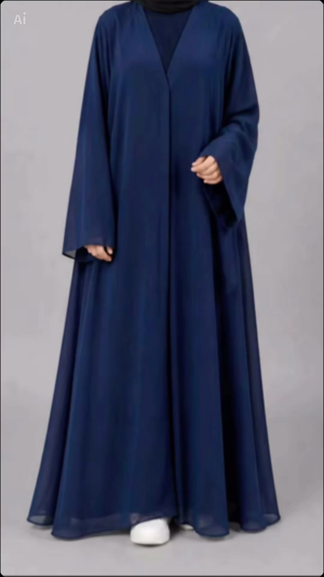 Khadija 2 del Abaya Kjole Blå