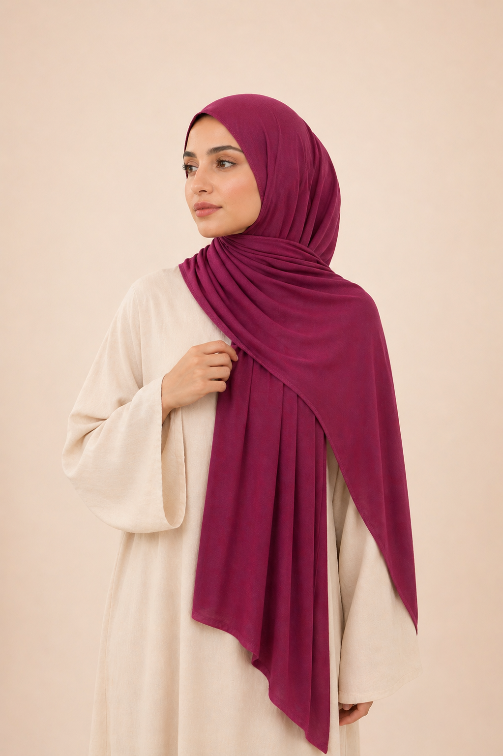 Premium Jersey Hijab - Mørkerød