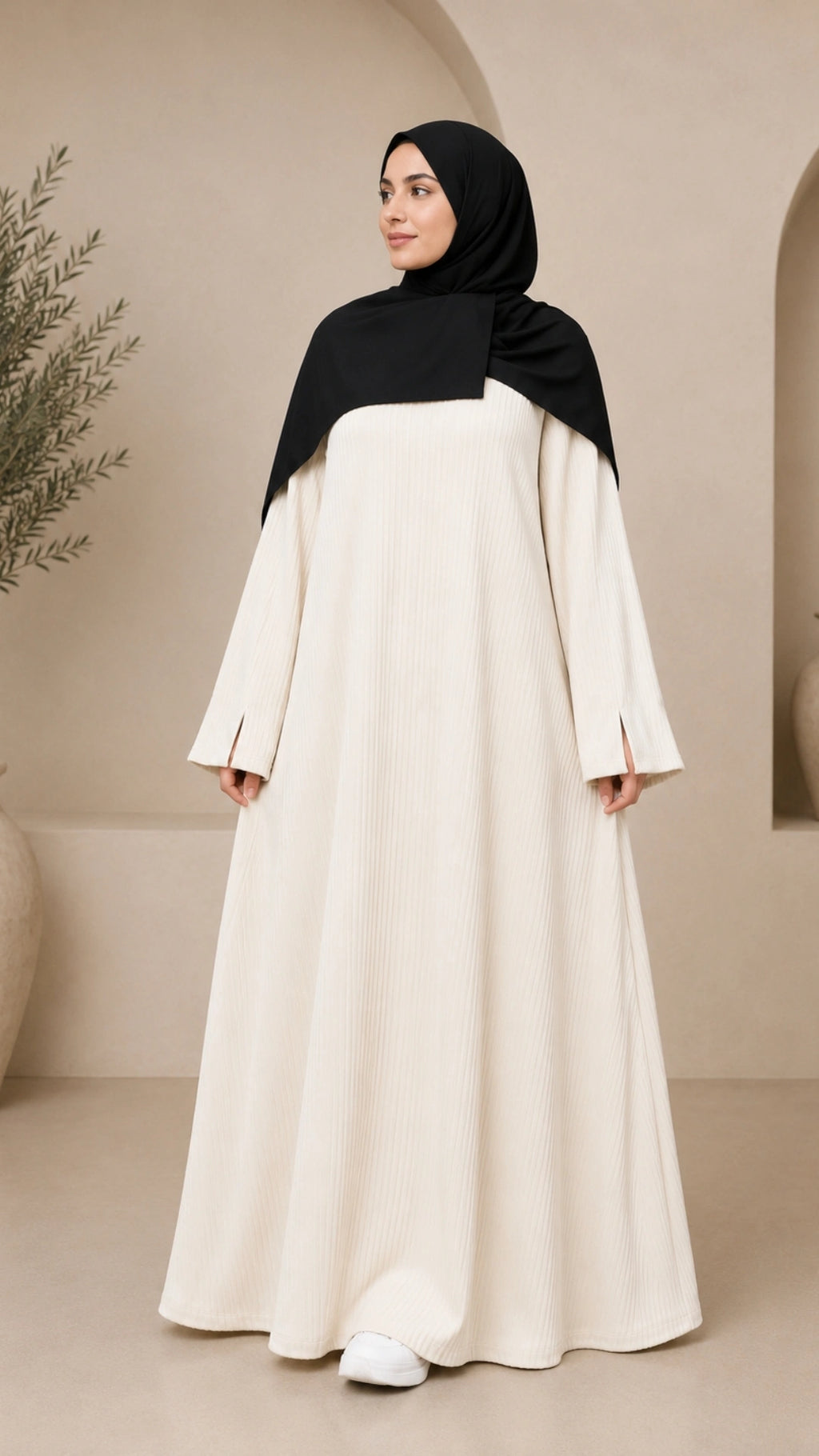 Sumaya Abaya Kjole Hvit