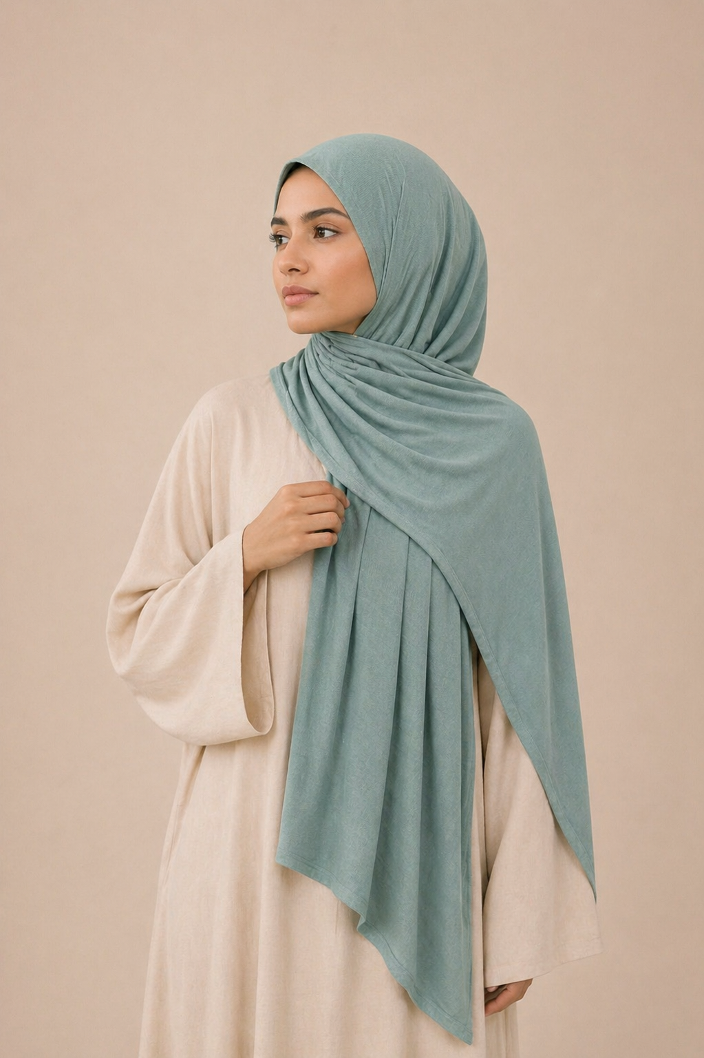 Premium Jersey Hijab - Blågrønn